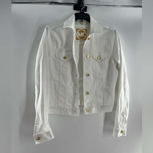 MICHAEL MICHAEL KORS WHITE DENIM SHORT TRUCKER JACKET MEDIUM - Picture 6 of 12